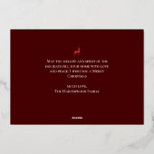 クリスマスのトナカイのスクリプトファミリーフォトコラージュ 箔シーズンカード (裏面)