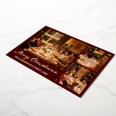 クリスマスのトナカイのスクリプトファミリーフォトコラージュ 箔シーズンカード (回転した状態)