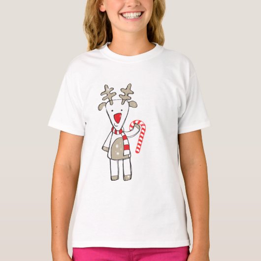 クリスマスのトナカイのティー Tシャツ (正面)