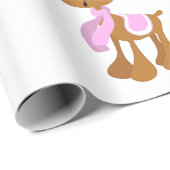 クリスマスのトナカイのピンクの青の性別を表示パーティー ラッピングペーパー (ロールコーナー)