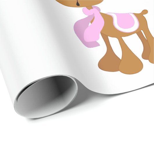 クリスマスのトナカイのピンクの青の性別を表示パーティー ラッピングペーパー (ロールコーナー)