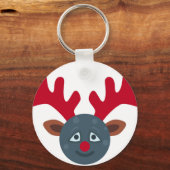 クリスマスのトナカイのムーン絵文字 キーホルダー (正面)