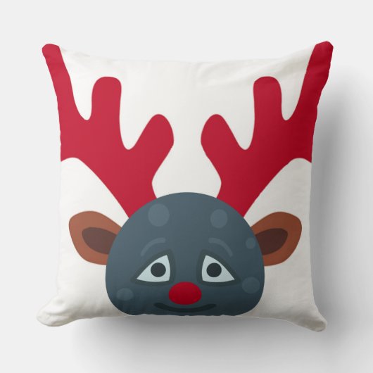 クリスマスのトナカイのムーン絵文字 クッション (正面)
