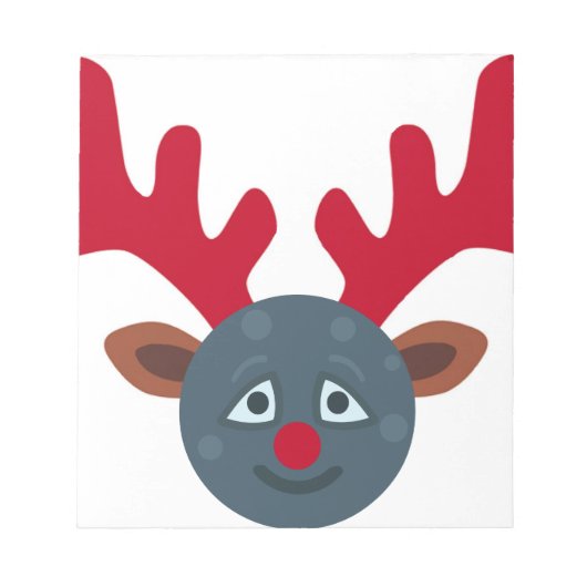 クリスマスのトナカイのムーン絵文字 ノートパッド (正面)