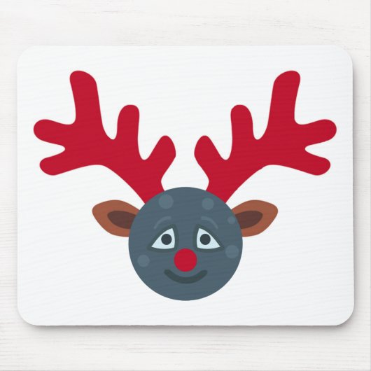 クリスマスのトナカイのムーン絵文字 マウスパッド (正面)
