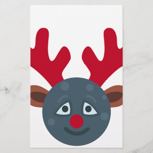 クリスマスのトナカイのムーン絵文字 便箋 (正面)