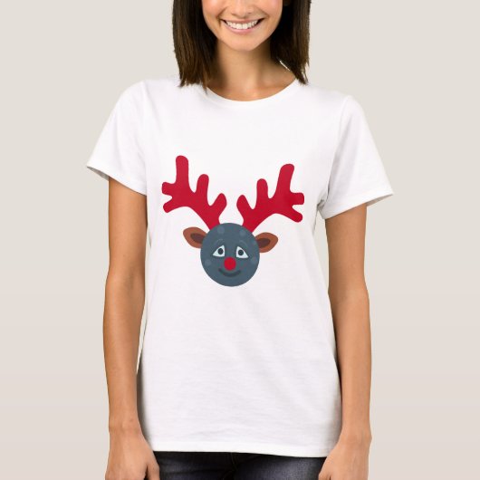 クリスマスのトナカイのムーン絵文字 Tシャツ (正面)