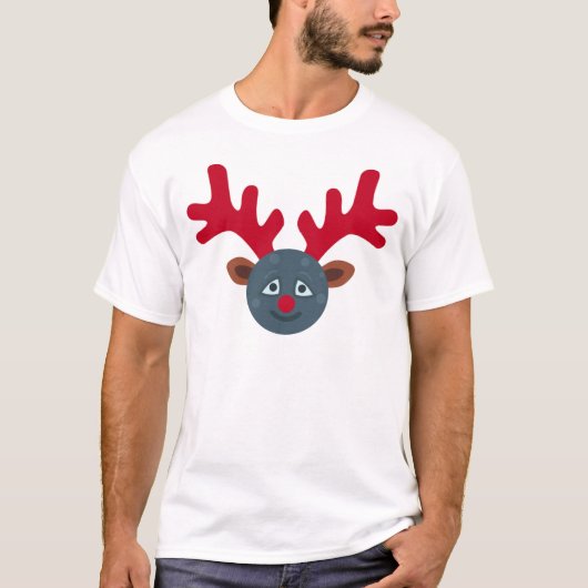 クリスマスのトナカイのムーン絵文字 Tシャツ (正面)