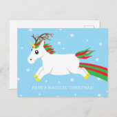 クリスマスのトナカイのユニコーンの魔法の休日の郵便はがき シーズンポストカード (正面/裏面)