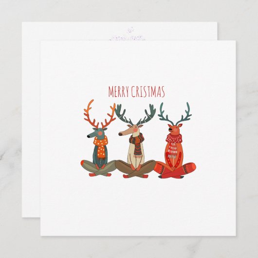 クリスマスのトナカイのヨガ。茂瀬 サンキューカード (正面/裏面)