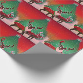 クリスマスのトナカイのレトロなピクセル化されたヴィンテージビデオg ラッピングペーパー (角)