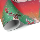 クリスマスのトナカイのレトロなピクセル化されたヴィンテージビデオg ラッピングペーパー (ロールコーナー)