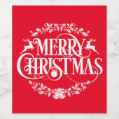 クリスマスのトナカイのワードアートドリンクラベル ワインラベル (シングルラベル)