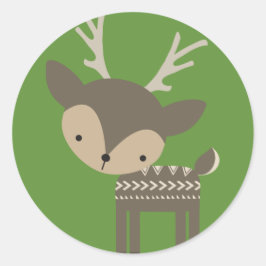 クリスマスのトナカイの丸い光沢のあるシール ラウンドシール