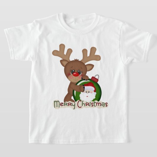 クリスマスのトナカイの休日の漫画の子供のTシャツ Tシャツ (レイダウン)
