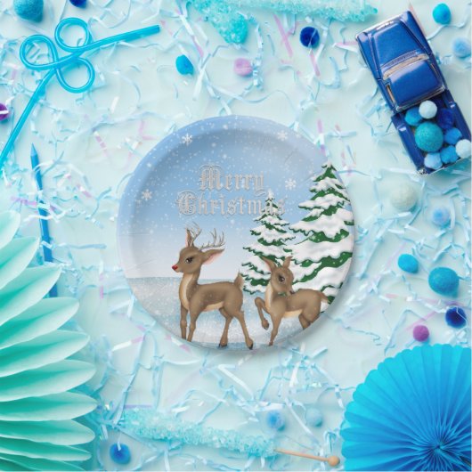 クリスマスのトナカイの休日の紙皿 ペーパープレート (パーティー)