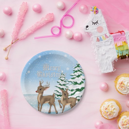 クリスマスのトナカイの休日の紙皿 ペーパープレート (パーティー)