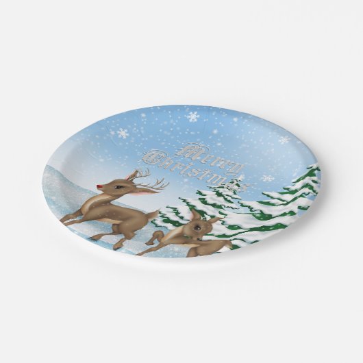 クリスマスのトナカイの休日の紙皿 ペーパープレート (アングル)