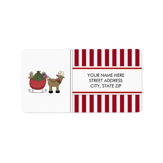 クリスマスのトナカイの住所の宛名ラベル ラベル (正面)
