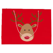 クリスマスのトナカイの光沢のあるギフトバッグ ラージペーパーバッグ (裏面)