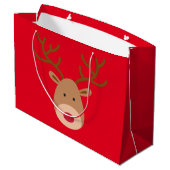 クリスマスのトナカイの光沢のあるギフトバッグ ラージペーパーバッグ (裏面アングル)