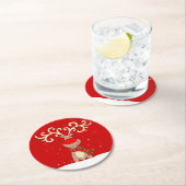 クリスマスのトナカイの大きい(雄ジカの)枝角の赤の紙のコースター ラウンドペーパーコースター (インサイチュ)