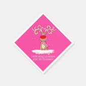 クリスマスのトナカイの大きなアントラーピパーソナライズされたンク スタンダードカクテルナプキン (角)