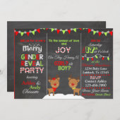 クリスマスのトナカイの性は招待状を明らかにします 招待状 (正面/裏面)