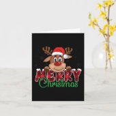 クリスマスのトナカイの男性の女性家族のマッチングの再編 カード (黄色い花)