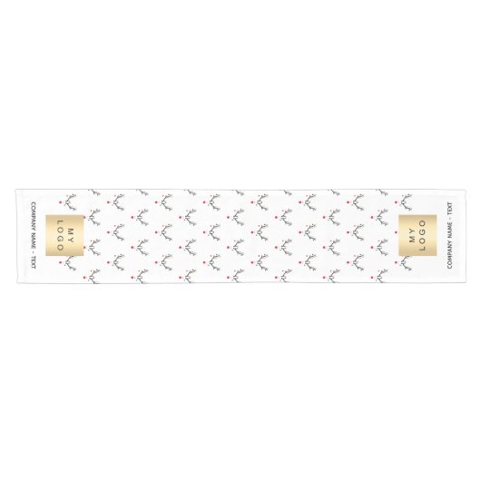 クリスマスのトナカイの白い赤いビジネスのロゴ ショートテーブルランナー (横)