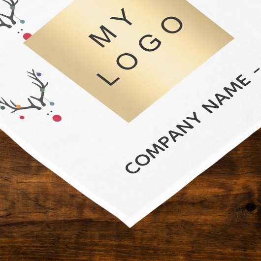 クリスマスのトナカイの白い赤いビジネスのロゴ ショートテーブルランナー