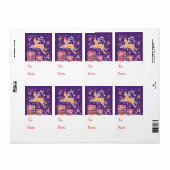 クリスマスのトナカイの贈り物ラベルティール（緑がかった色）（へ及びから） ラベル (フルシート)