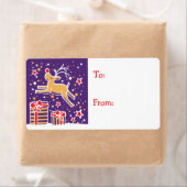 クリスマスのトナカイの贈り物ラベルティール(緑がかった色)(へ及びから) ラベル (インサイチュ)