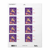 クリスマスのトナカイの贈り物ラベルティール(緑がかった色)(へ及びから) ラベル (フルシート)