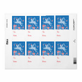 クリスマスのトナカイの贈り物ラベルブルー(へ及びから) ラベル (フルシート)