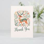 クリスマスのトナカイの赤ちゃんシャワー'Oh Deer' サンキューカード (スタンド正面)