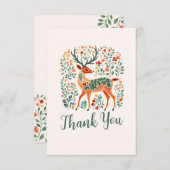 クリスマスのトナカイの赤ちゃんシャワー'Oh Deer' サンキューカード (正面/裏面)