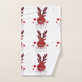 クリスマスのトナカイの顔 バスタオルセット (ハンドタオル)