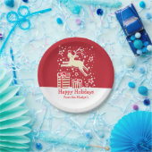 クリスマスのトナカイの鳥パターン赤い紙プレート ペーパープレート (パーティー)