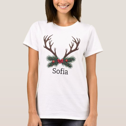 クリスマスのトナカイはあなたの名前を擬人化した Tシャツ (正面)