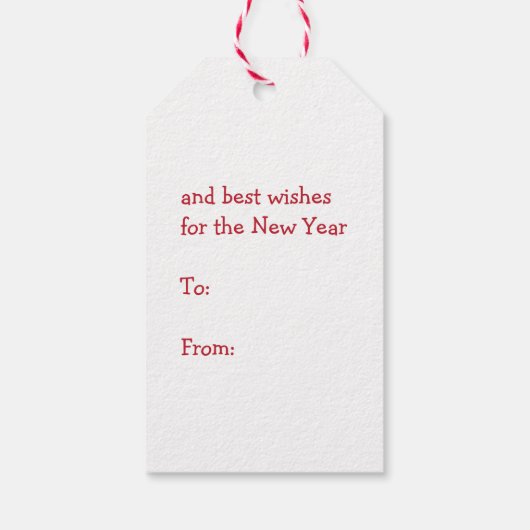 クリスマスのトナカイはギフトを越えて赤いラベル ギフトタグ (裏面)