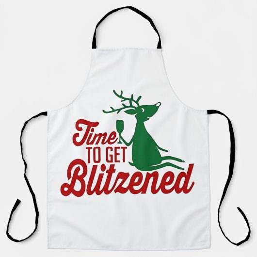 クリスマスのトナカイを祝福する時間 エプロン (正面)