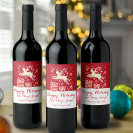 クリスマスのトナカイカスタムワインのラベル ワインラベル