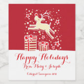 クリスマスのトナカイカスタムワインのラベル ワインラベル (シングルラベル)