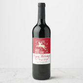 クリスマスのトナカイカスタムワインのラベル ワインラベル (正面)