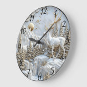 クリスマスのトナカイチャーム ラージ壁時計 (傾斜)