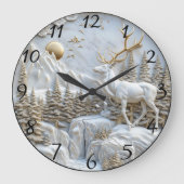 クリスマスのトナカイチャーム ラージ壁時計 (正面)