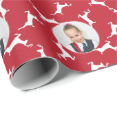 クリスマスのトナカイパーソナライズされたの写真 ラッピングペーパー (ロールコーナー)