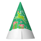 クリスマスのトナカイパーソナライズされたは緑 パーティーハット (裏面)