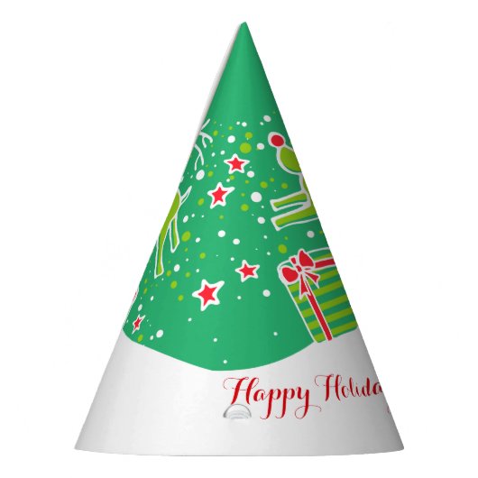 クリスマスのトナカイパーソナライズされたは緑 パーティーハット (左)